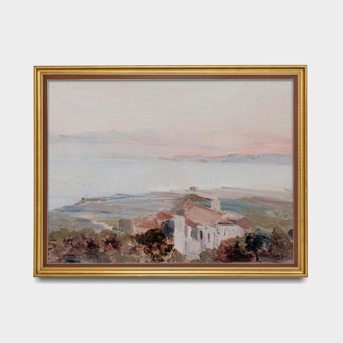 Coastal Village at Dusk with Whitewashed Houses Seascape Poster - Image 2