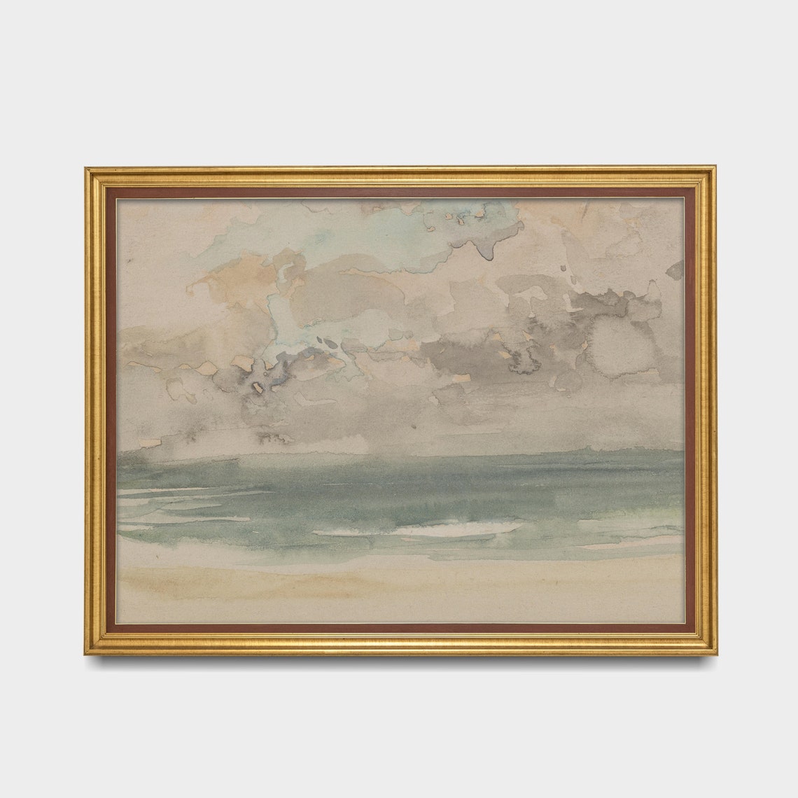 Soft Pastel Watercolor Beach Seascape Study Minimal Art Poster - Image 2