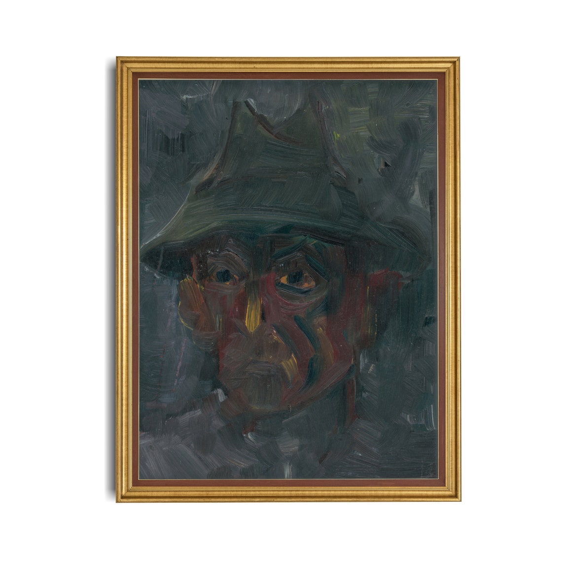 Expressionist Portrait of a Man in a Wide Brimmed Hat Poster - Image 4