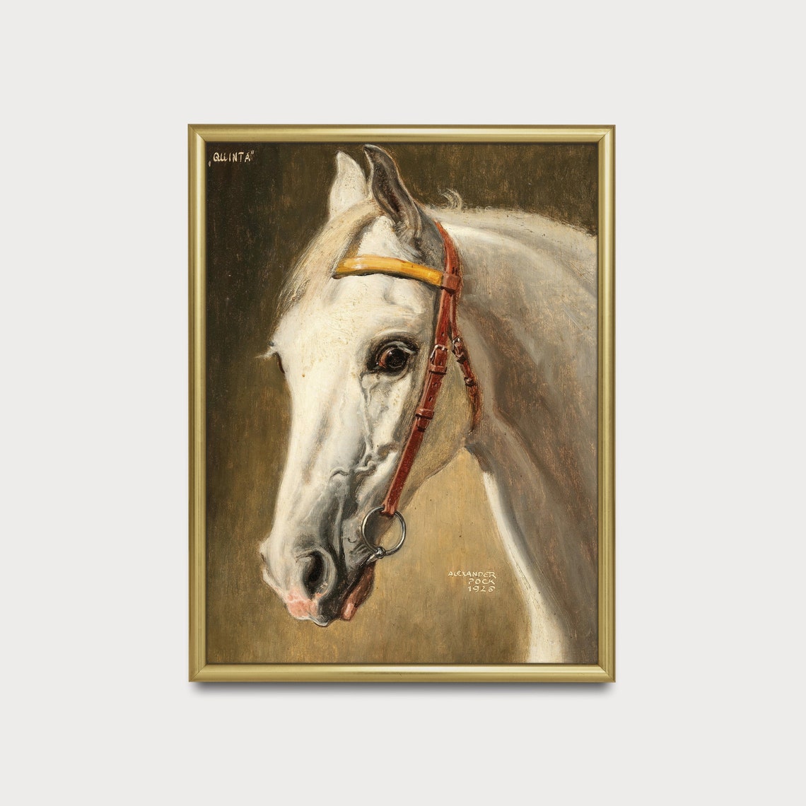 Quinta the White Horse 1926 Alexander Pope Equine Portrait Poster - Image 3