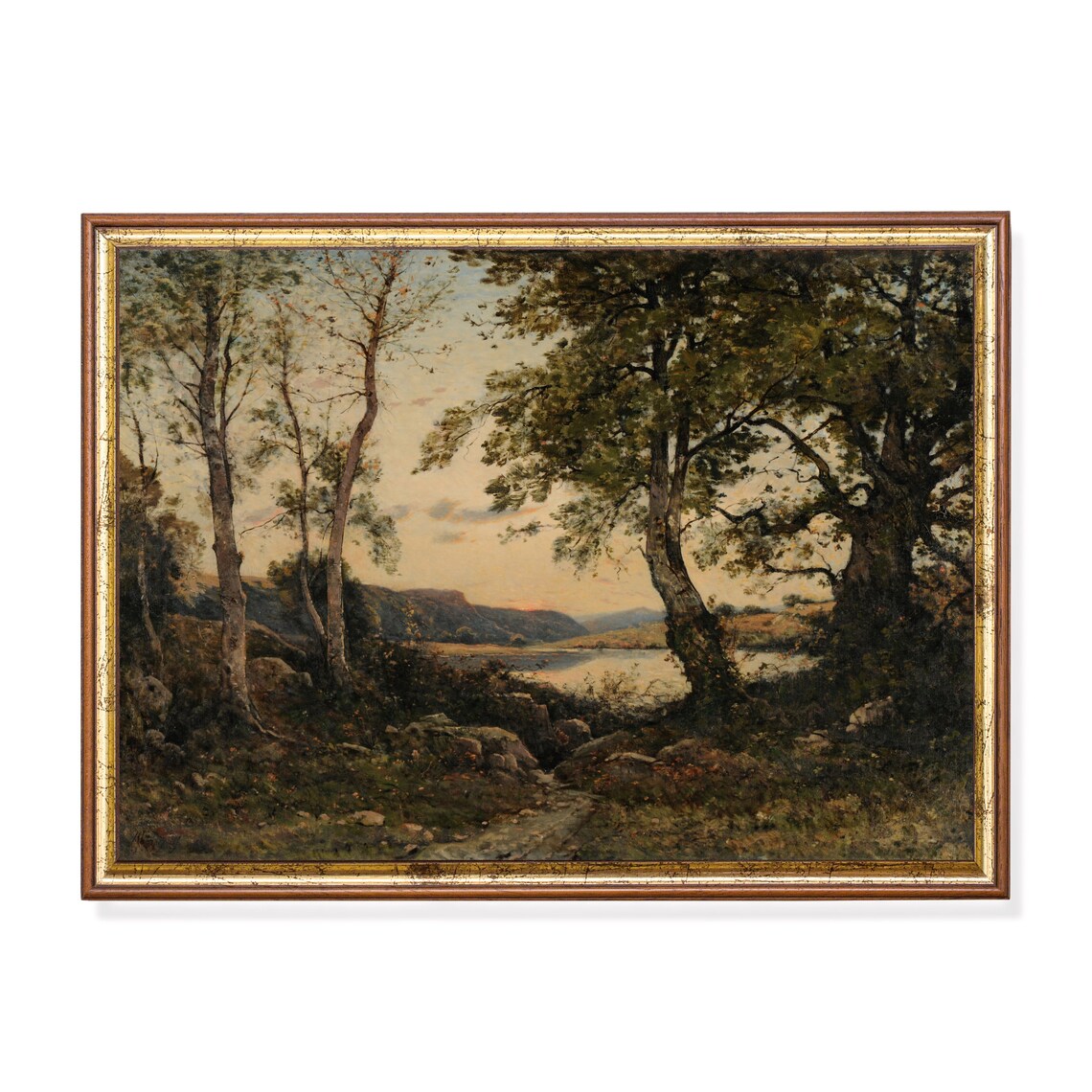 Mailed Vintage Landscape Painting, Farmhouse Decor