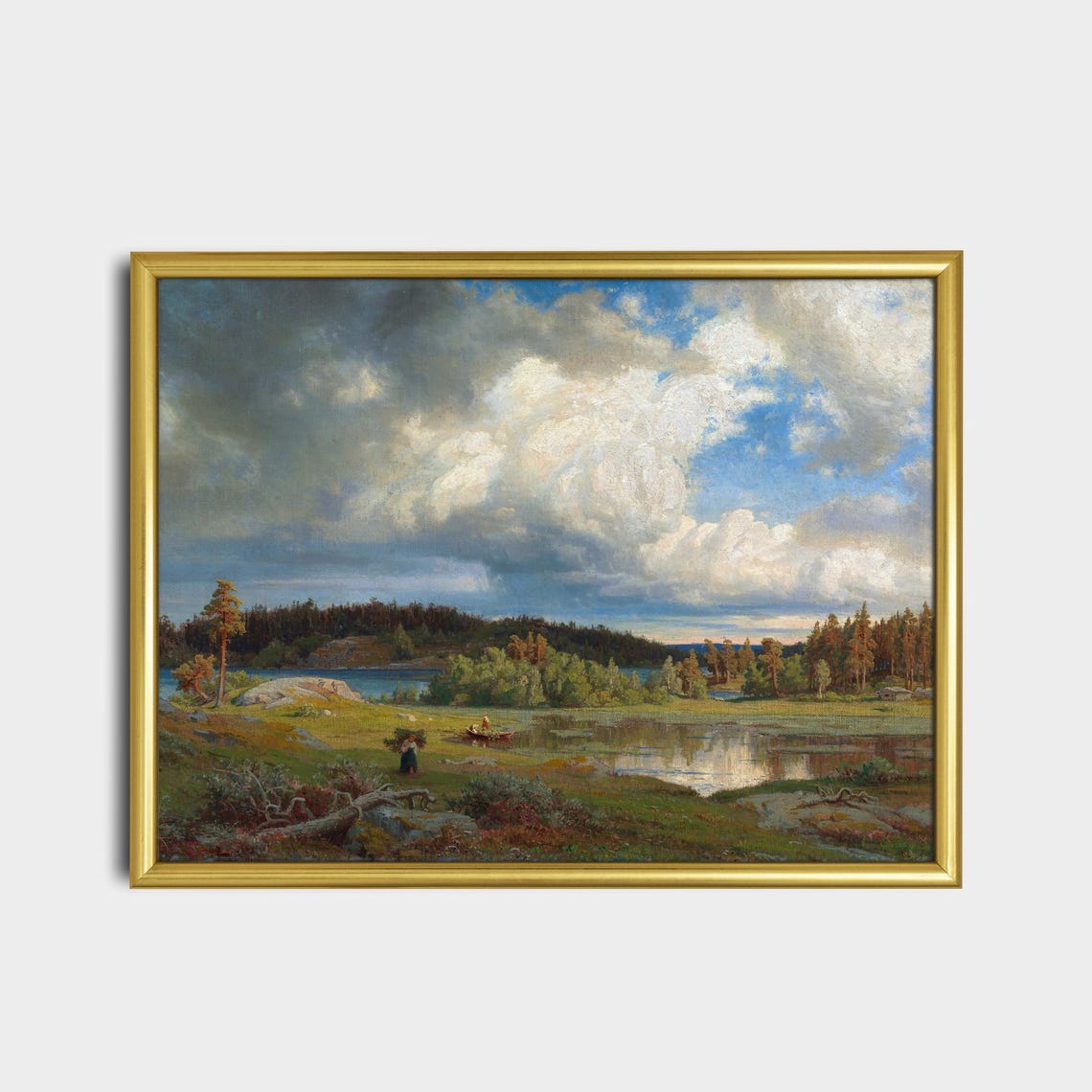 Dramatic Storm Clouds over a Lake and Forest Summer Landscape Poster - Image 2