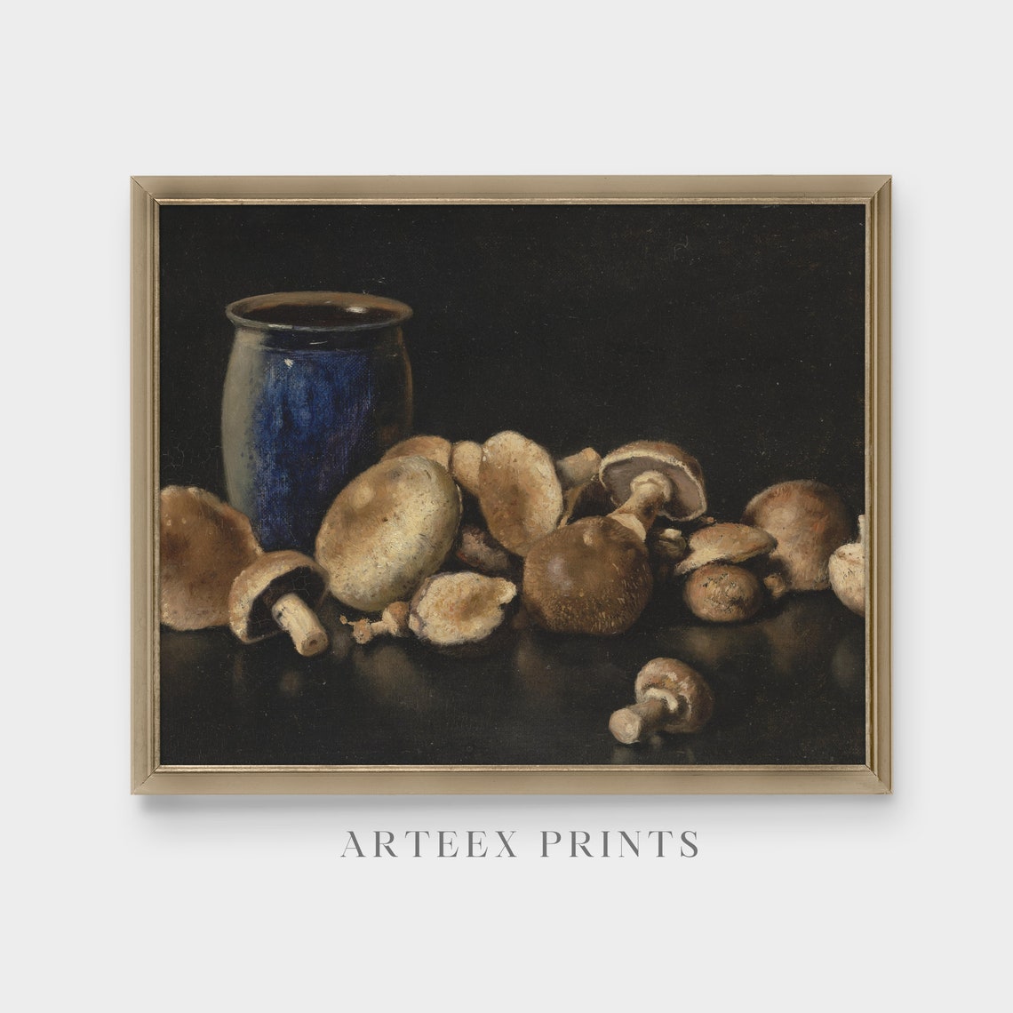 Print And Ship Vintage Still Life With Mushrooms Antique Kitchen Decor Farmhouse Print Moody Rustic Fine Art Physical Prints - Image 3