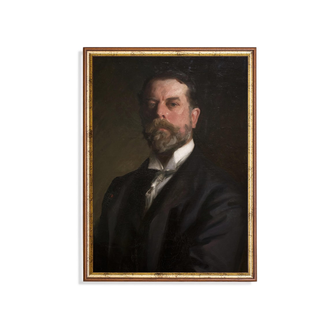 Portrait of a Bearded Gentleman in a Dark Suit Vintage Oil Poster
