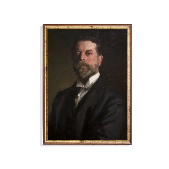 Printed And Shipped Vintage Gentleman Portrait Antique Man Portrait Painting Moody Rustic Print Fine Art Physical Prints