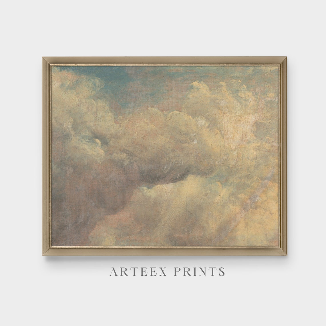 Vintage Cloud Study Antique Sky Oil Pastel Painting Print Moody Rustic Art Nursery Decor Wall Art - Image 5