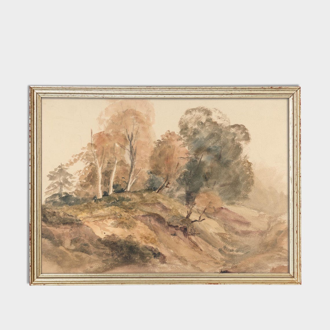 Delicate Loose Watercolor of Autumn Trees on a Hillside Poster - Image 3