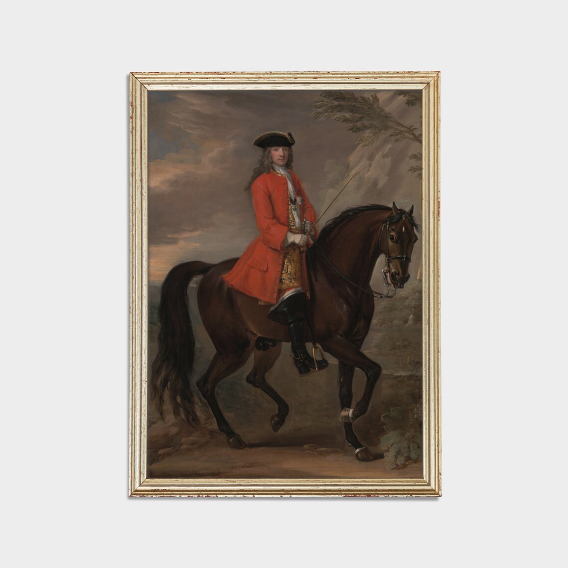 Gentleman in a Red Coat on a Bay Horse Equestrian Portrait Poster - Image 2