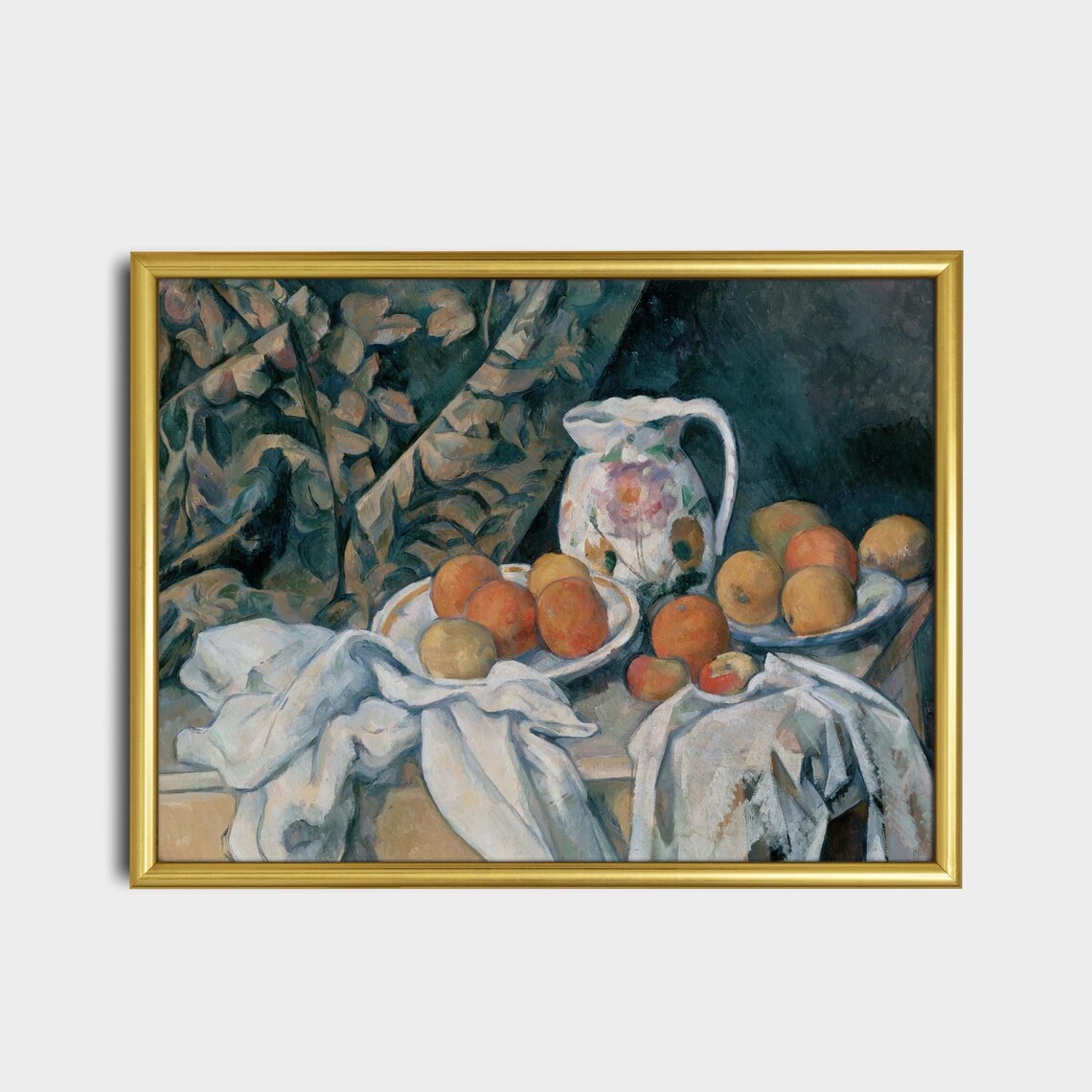 Still Life with Apples and a Floral Pitcher Vintage Art Poster - Image 2