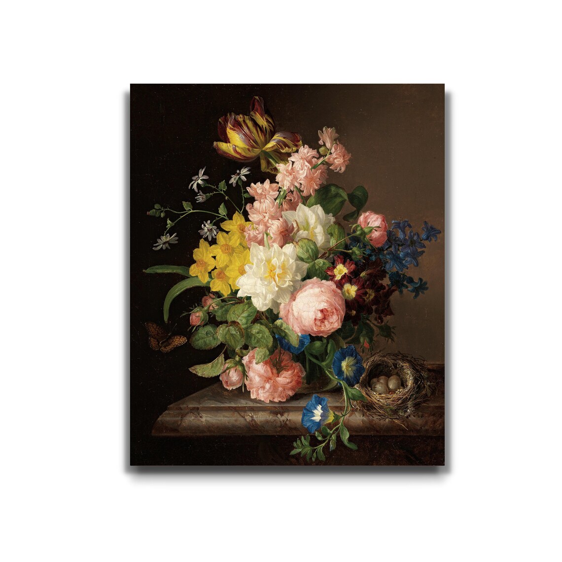 Garden Bouquet with Birds Nest and Butterfly Vintage Floral Poster - Image 3
