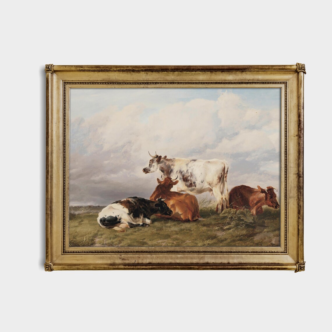 Vintage Country Landscape With Cows, Farmhouse Art Print - Image 2