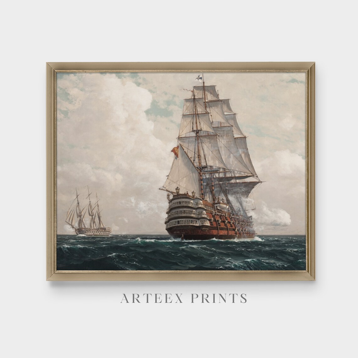 Vintage Seascape Ship Art Print, Coastal Decor - Image 4