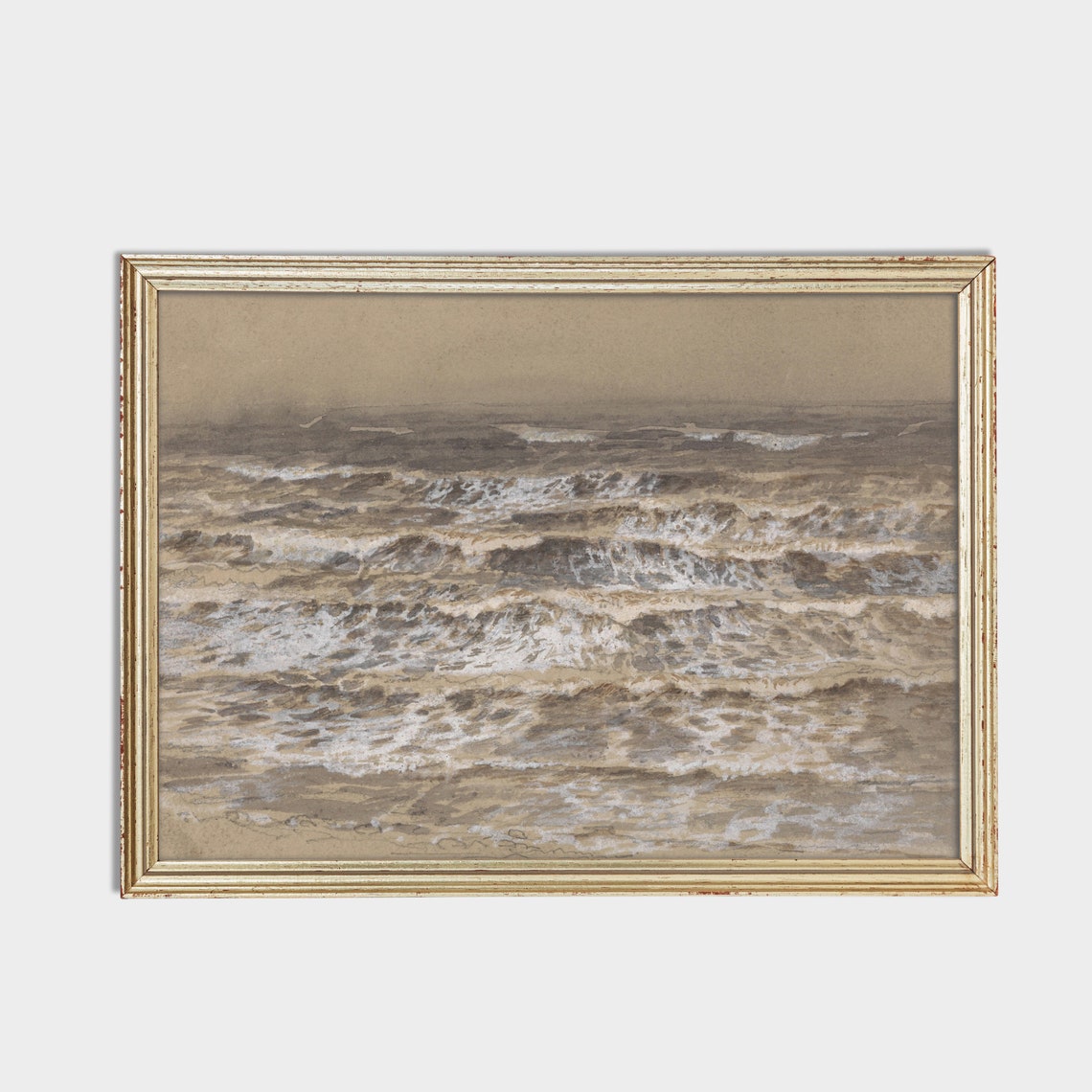 Rolling Ocean Waves in a Sepia Toned Vintage Surf Study Poster - Image 2