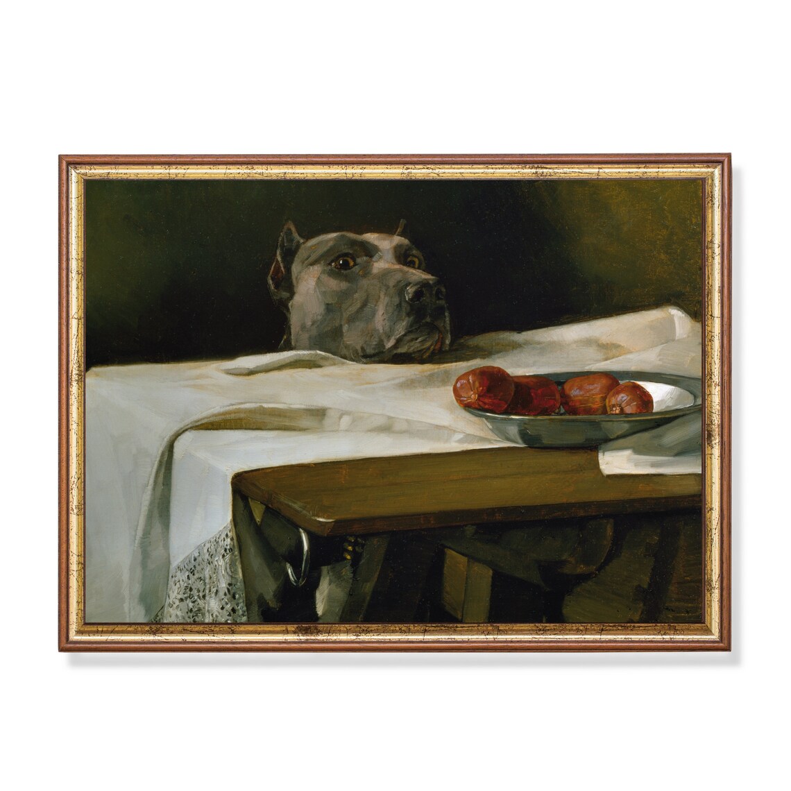 Vintage Dog Painting, Antique Animal Art Print