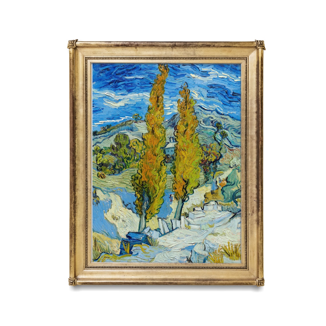 Van Gogh Two Poplars on a Hillside Autumn Landscape Classic Poster - Image 2