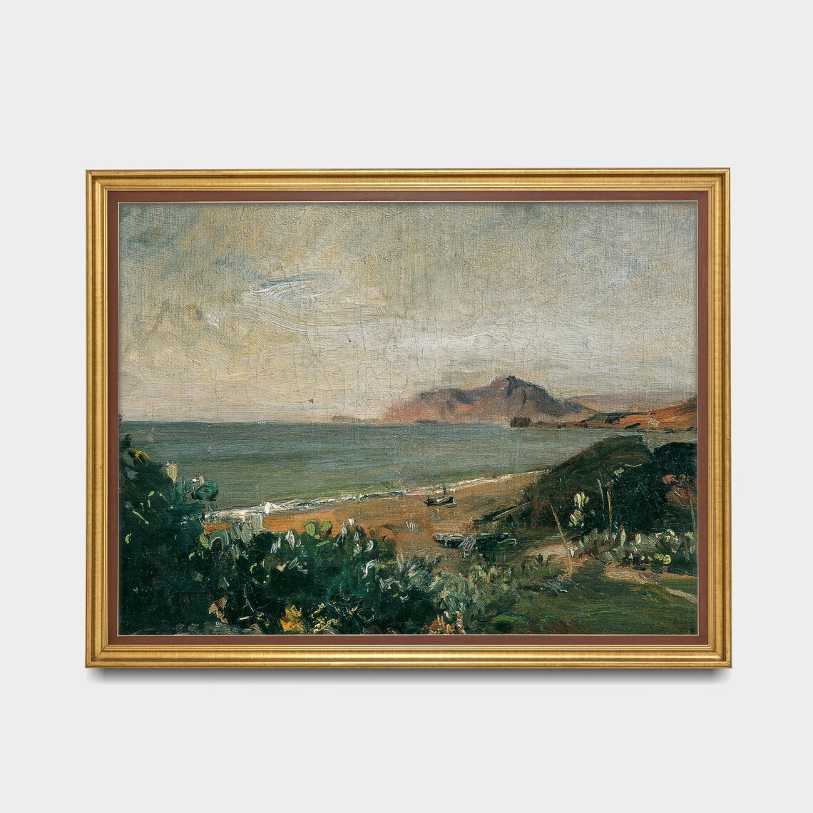 Vintage Coastal Seascape Landscape Art Print - Image 3