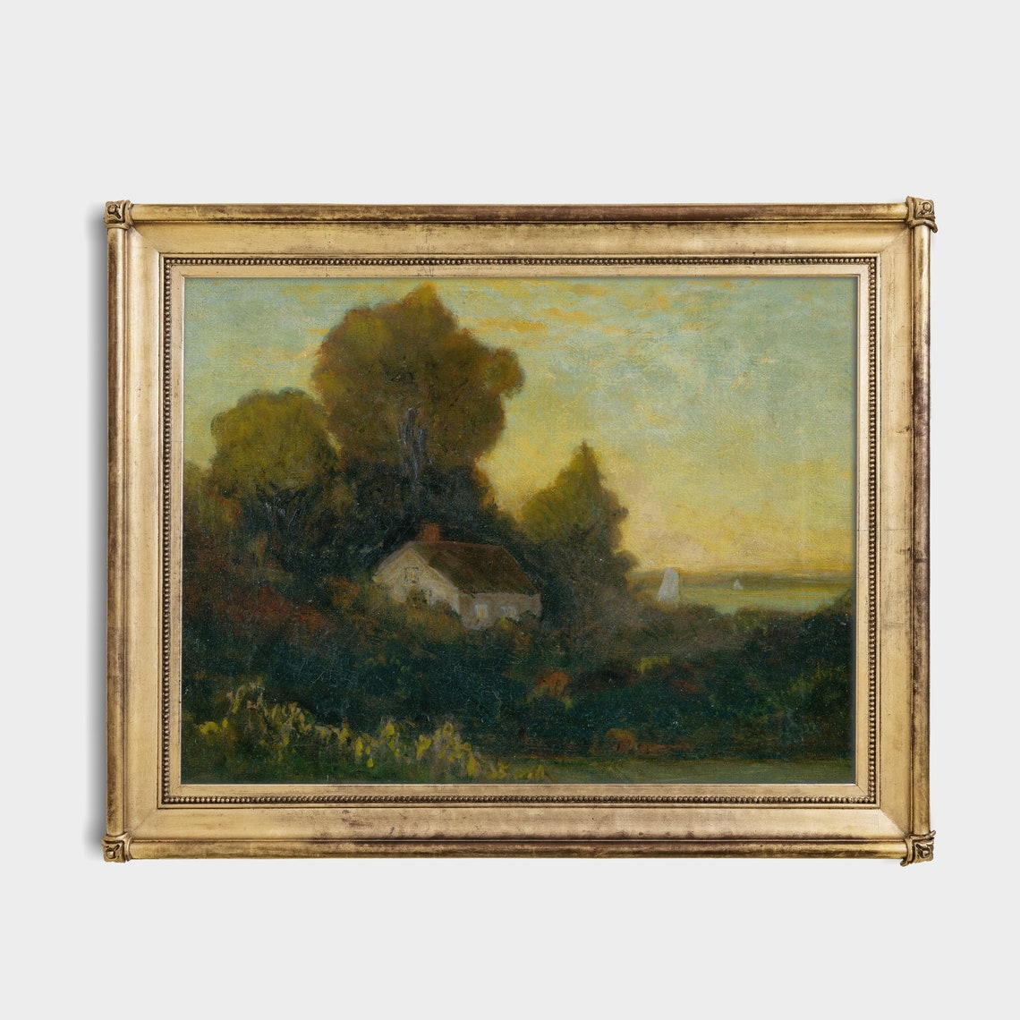 Country House Glowing at Sunset Among Golden Trees Landscape Poster - Image 3
