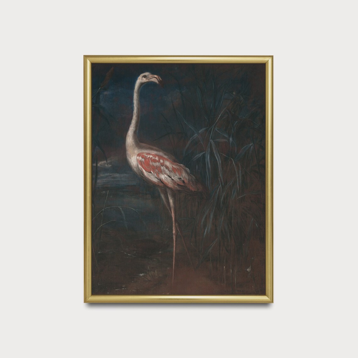 Vintage Flamingo Painting, Rustic Bird Art Print - Image 3
