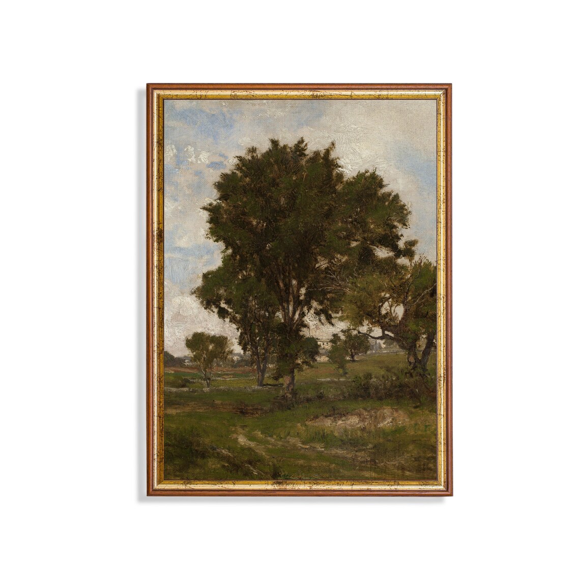 Vintage Country Landscape, Rustic Tree Forest Art Print