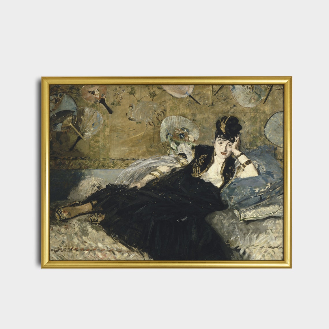 Printed And Shipped Woman With Fans Vintage Portrait Painting Moody Rustic Oil Painting Victorian Female Art Physical Prints - Image 2