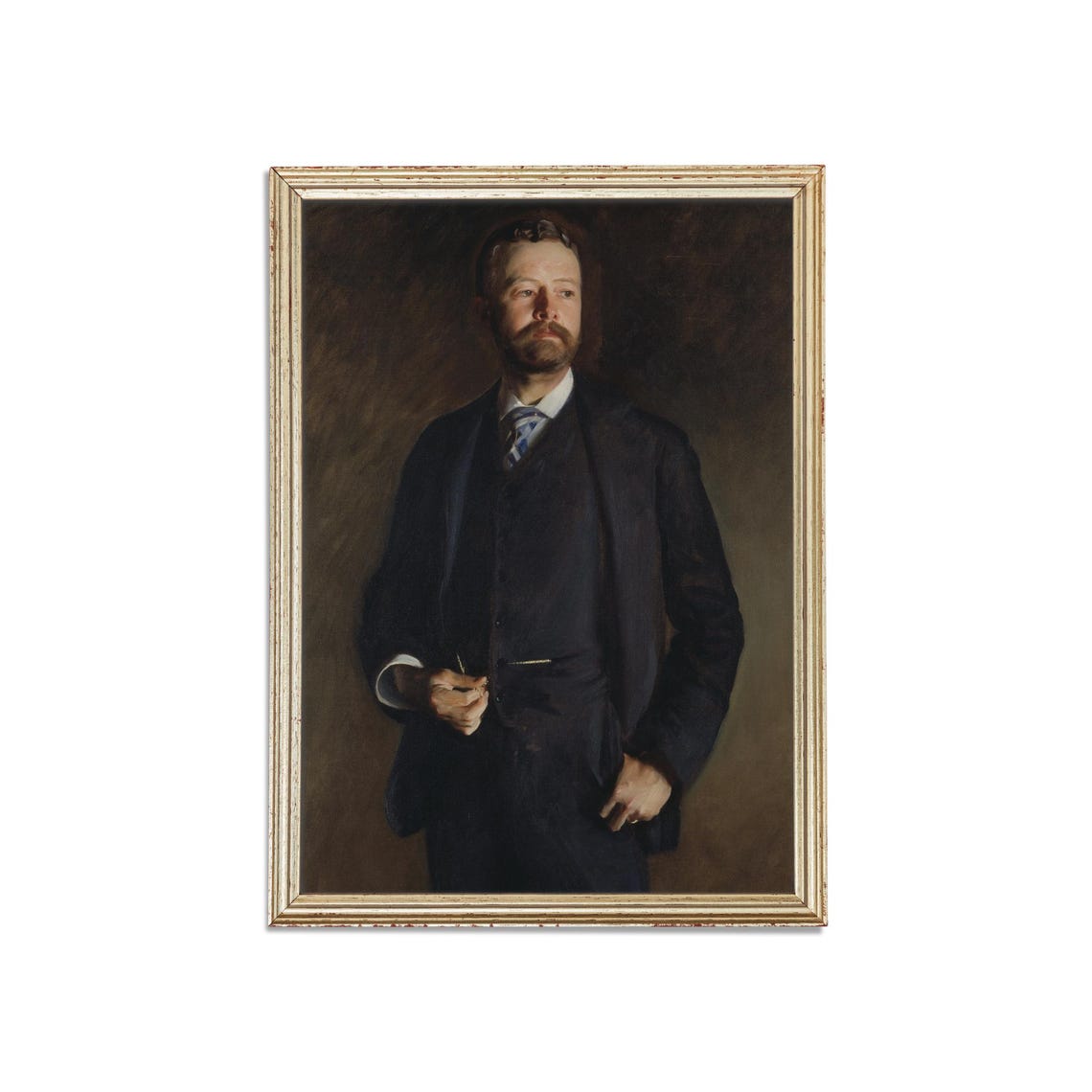 Standing Gentleman with Beard in a Dark Suit Vintage Portrait Poster - Image 3