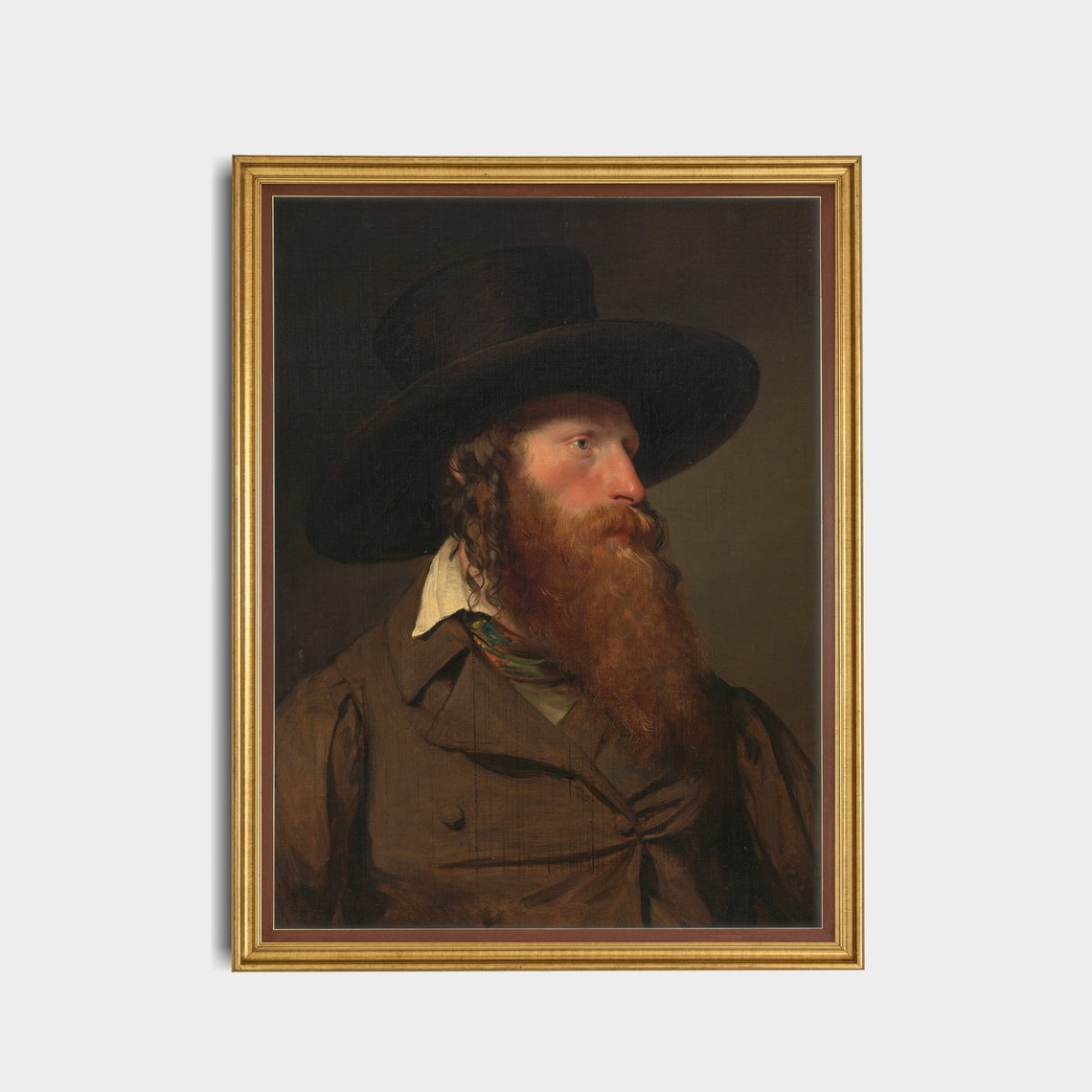 Vintage Bearded Man in Wide-Brimmed Hat Classic Portrait Poster - Image 4
