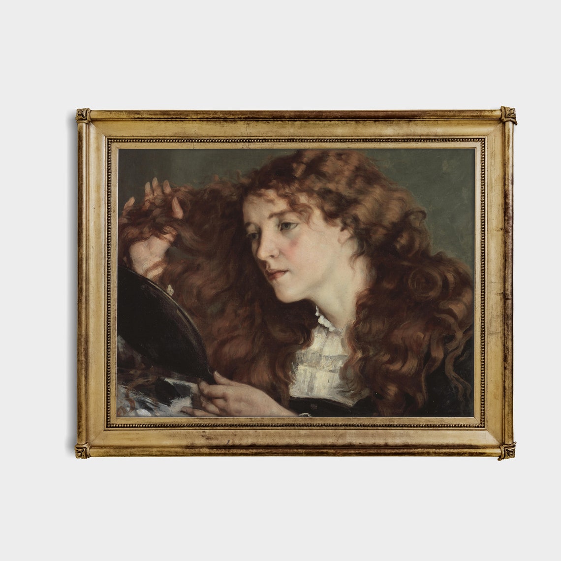 Vintage Portrait Painting Portrait Of Young Beautiful Woman Antique Victorian Lady Wall Art Fine Art - Image 4