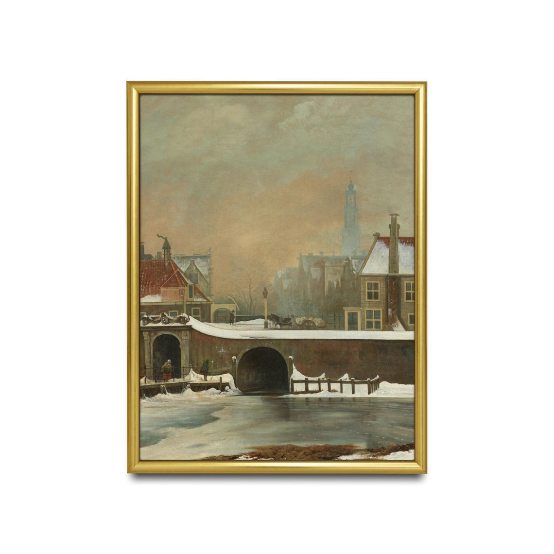 Amsterdam Snowy Canal Bridge Vintage Dutch Winter Art Poster - Image 2