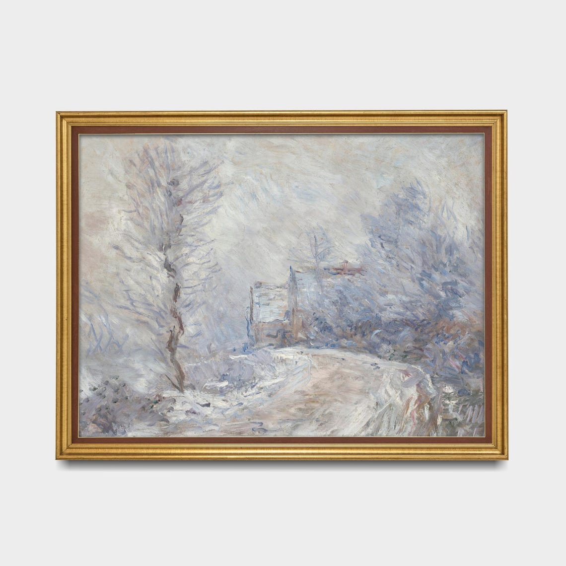 Winding Snowy Path Through a White Winter Vintage Landscape Poster - Image 5