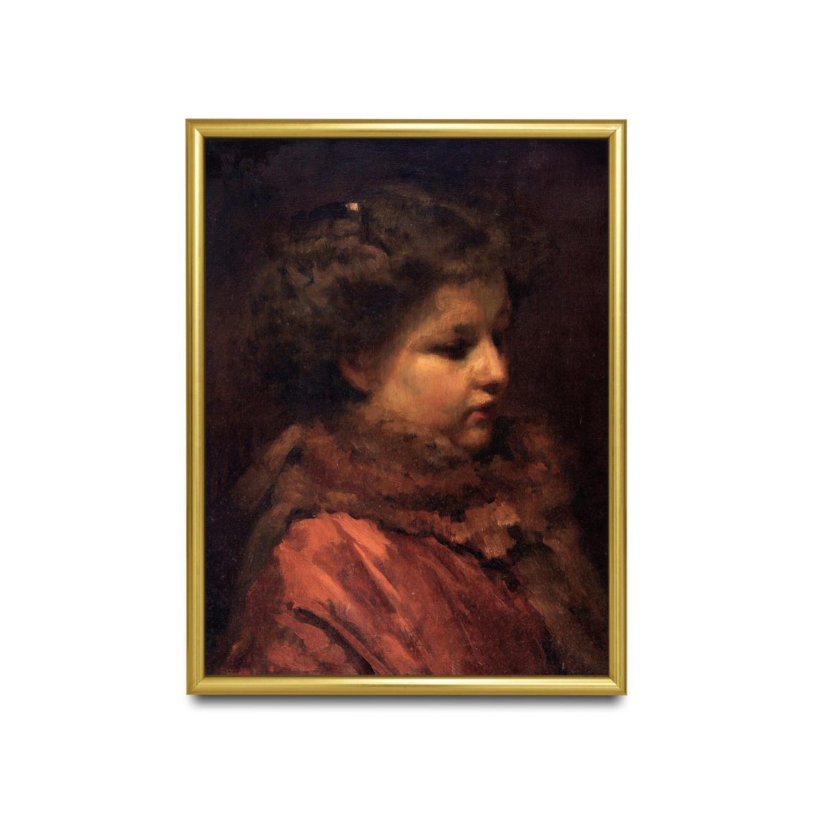 Mailed Print Vintage Portrait Painting Antique Portrait Moody Rustic Classic Art Print Printed And Shipped Portrait Of Young Girl - Image 2