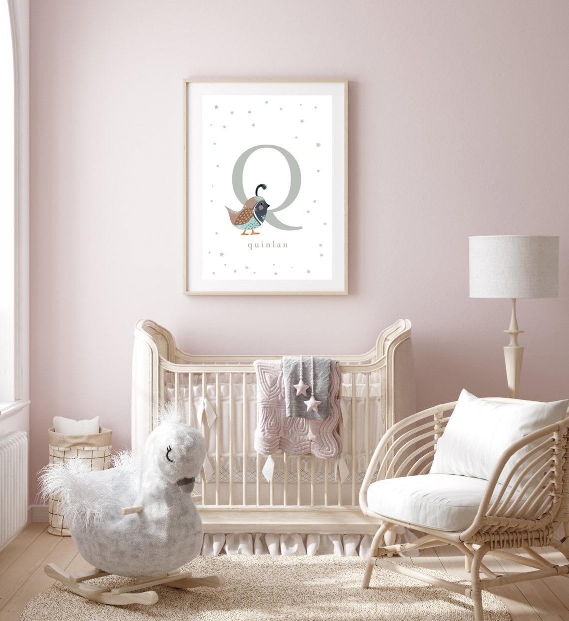 Personalised Quail Q Letter Illustration Art For Nurserykids Room - Image 2