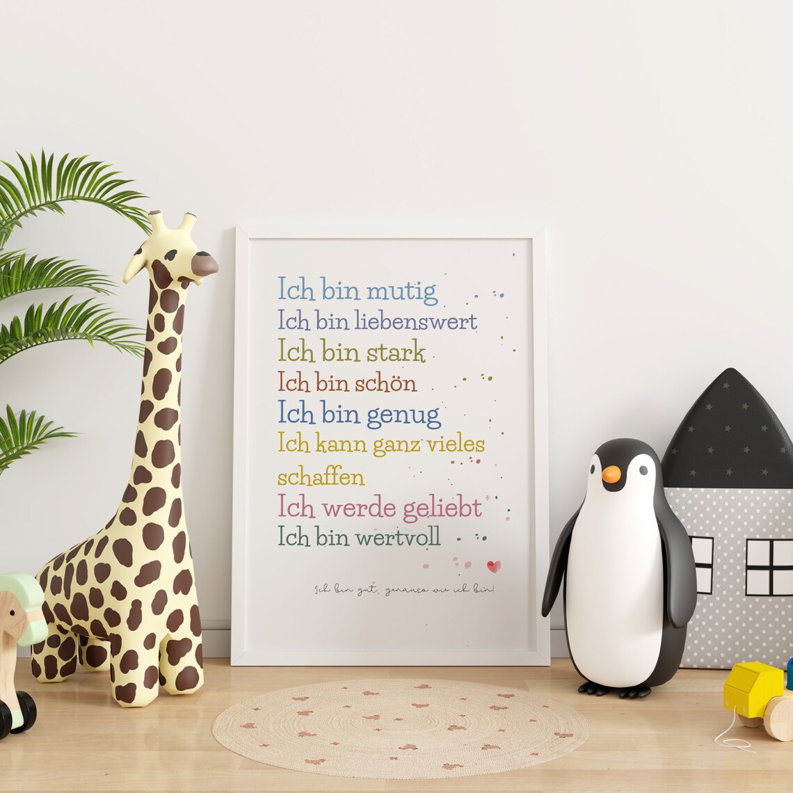 Kids Positive Affirmations Poster I Am Brave Strong Loved Colorful - Image 3