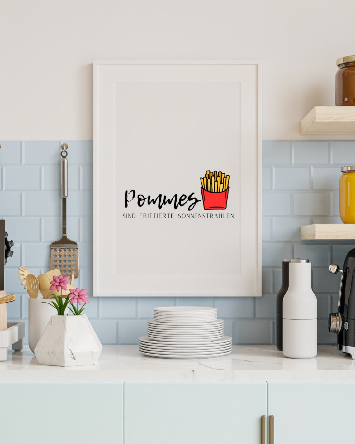 French Fries Kitchen Decor Funny Wall Art Print - Image 3