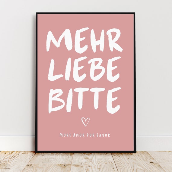 Colored Poster More Love Please Wall Art Positive Message Custom Posters Love Quote Home Decor