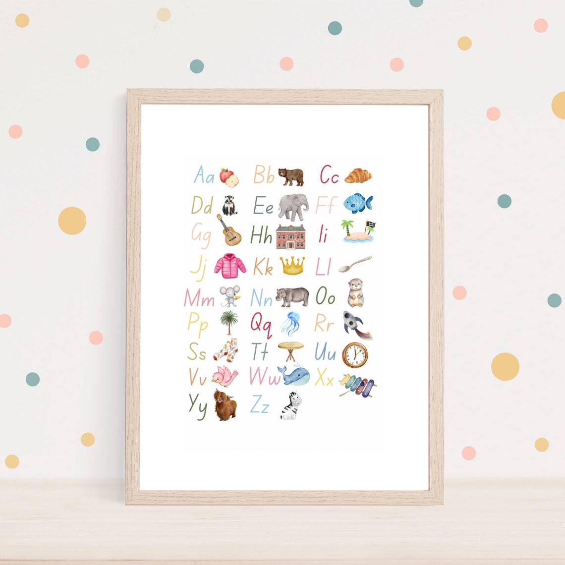 ABC Alphabet Poster with Cute Watercolor Animals for Kids Room - Image 3