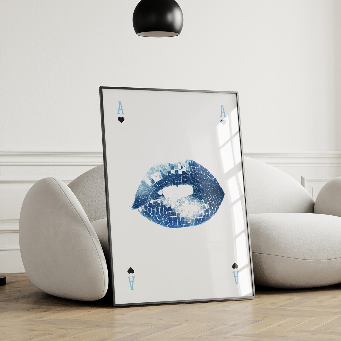Ace Of Hearts Lips Minimalist Poster, Y2K Decor