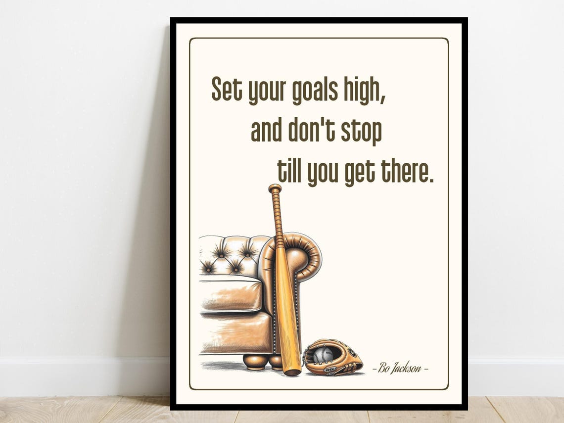 Set Your Goals High Bo Jackson Baseball Quote Motivation Poster