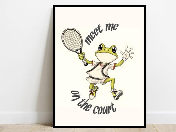 Tennis Art Print Sports Poster Meet Me On The Court Home Office Gym Wall Decor Trendy