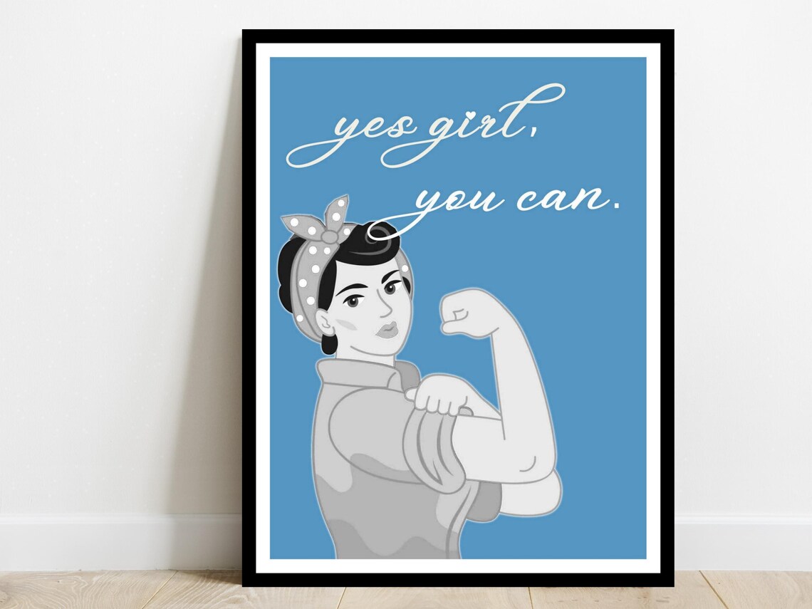 Yes Girl You Can Rosie Style Strong Woman Feminist Pop Art Poster