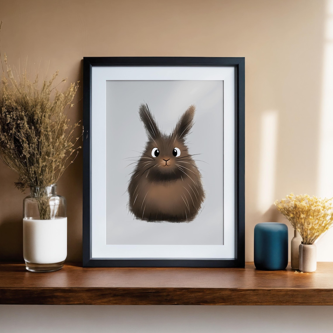 Fluffy Brown Bunny Portrait with Big Eyes Cute Nursery Animal Poster - Image 2