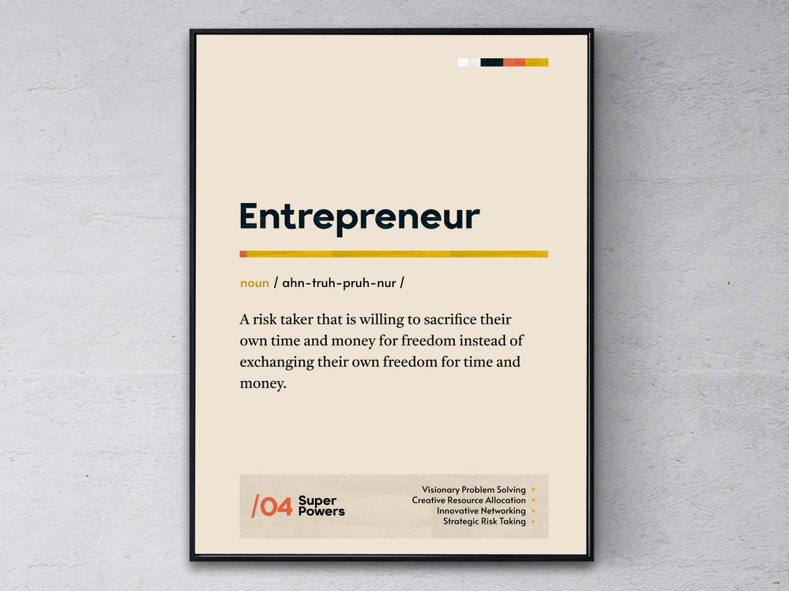 Entrepreneur Definition Funny Dictionary Style Office Poster