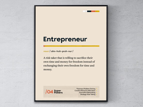 Entrepreneur Definition Funny Dictionary Style Office Poster