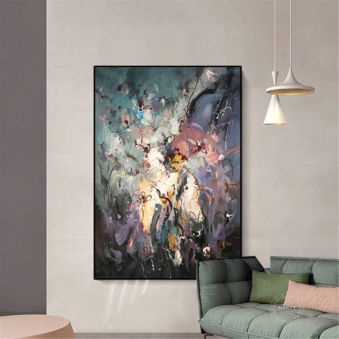 Pink Flower Abstract 3D Texture Wall Art Print - Image 3