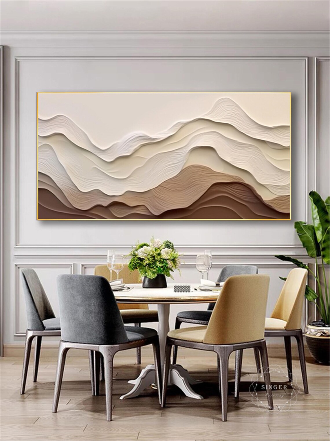 Abstract Mountain Painting, Wabi Sabi Holiday Decor - Image 3