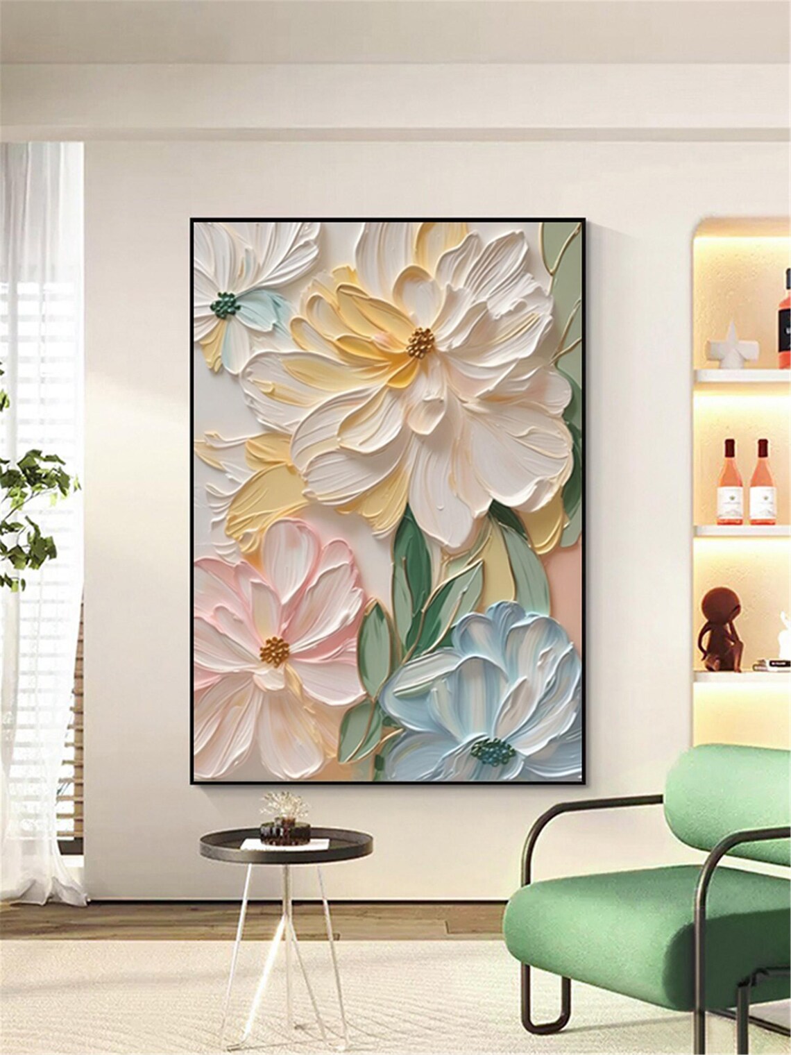 Christmas Abstract Pink Flower Wall Art Print - Image 4