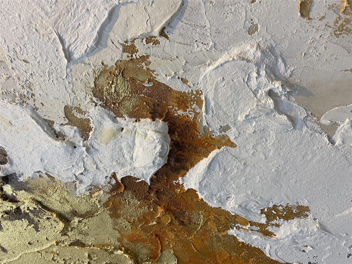 Abstract Gold and White Textured Impasto Modern Luxury Wall Art Poster - Image 5