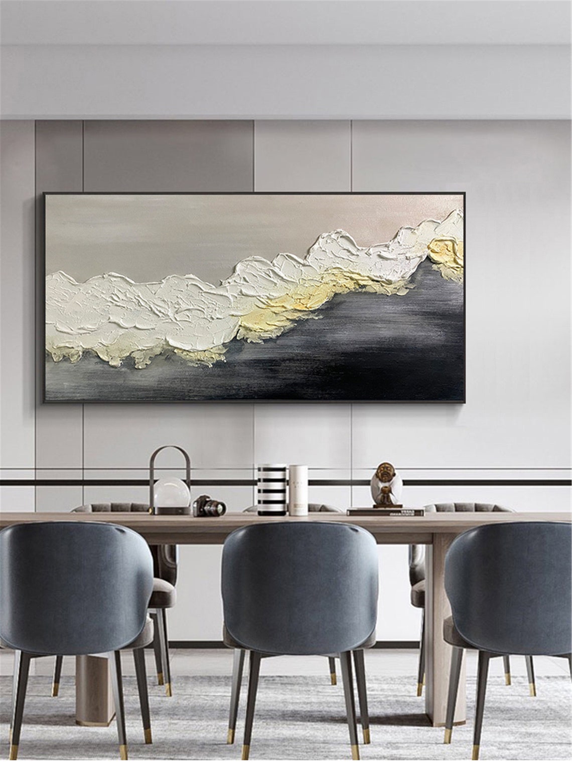 White Foam Wave Cresting Over Dark Sea Textured Ocean Wall Art Poster - Image 2