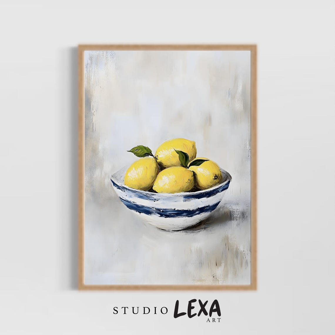Bowl of Lemons Rustic Kitchen Fruit Still Life Oil Painting Poster