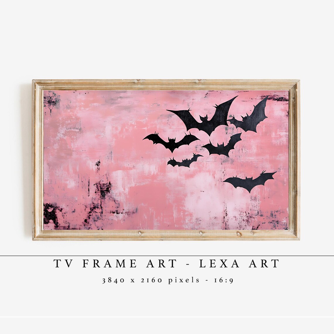 Pink Bats Tv Frame Art Halloween Samsung Spooky Gothic Wall Decor Dark Academia Artwork Haunted