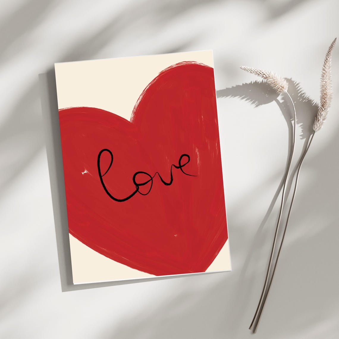Love Script Red Heart Brushstroke Romantic Valentines Art Poster - Image 4